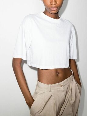 Frankie Shop Karina White Cropped Tee